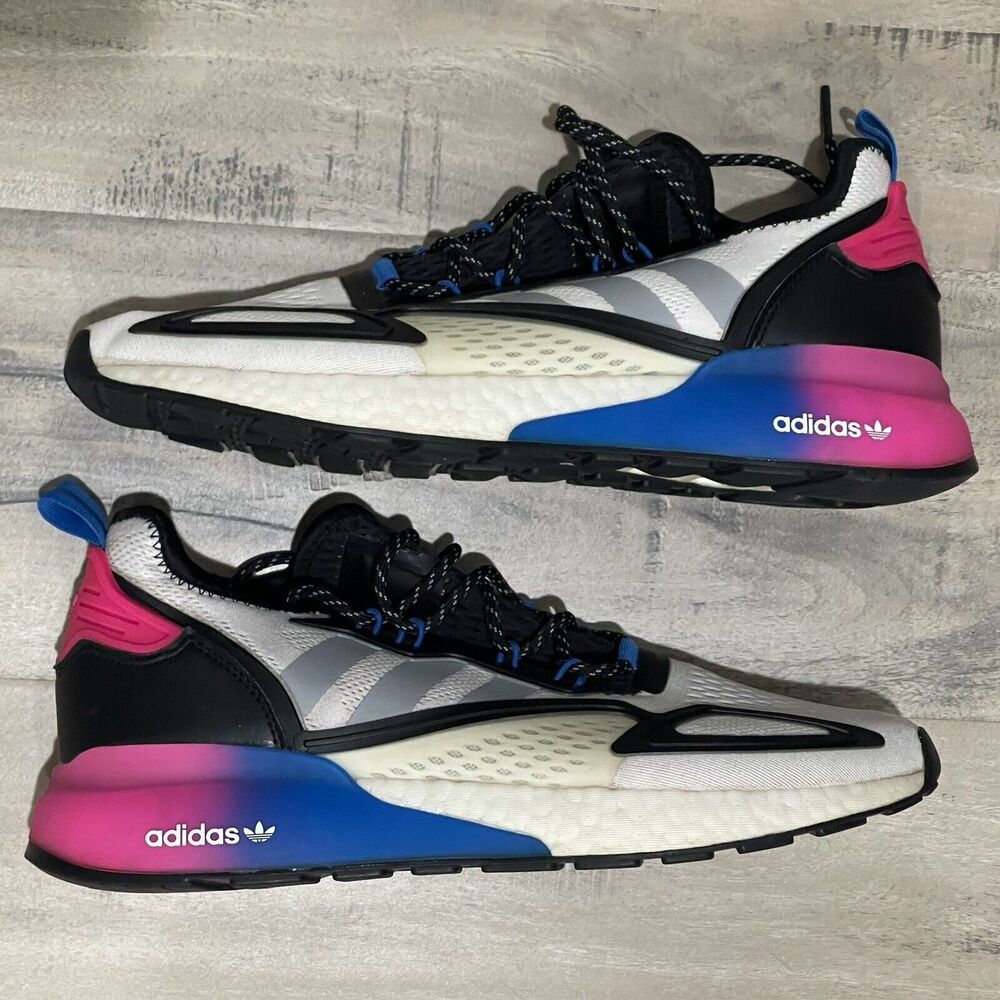 Adidas ZX 2K Boost Shoes Mens 10.5 White Blue Black Pink Running Athletic FX8835 - Picture 6 of 9
